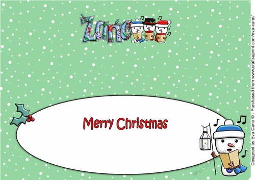 Jolly Snowmen Christmas Carolling ZANE large dl insert