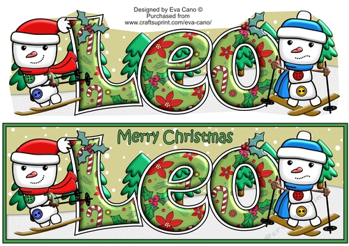 Jolly Snowman and Friend Skiing LEO large dl