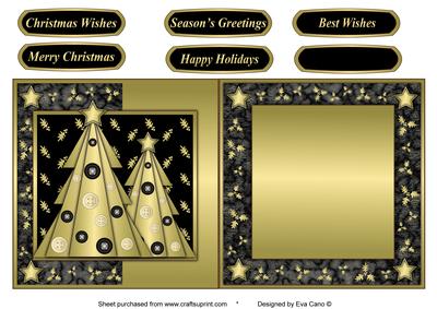 Buttons Christmas Trees Ii Fold Back Black