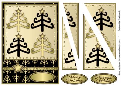 Funky Christmas Trees Card Front Black
