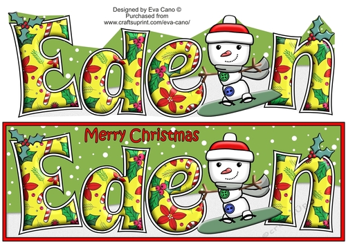 Jolly Snowman Snowboarding EDEN large dl