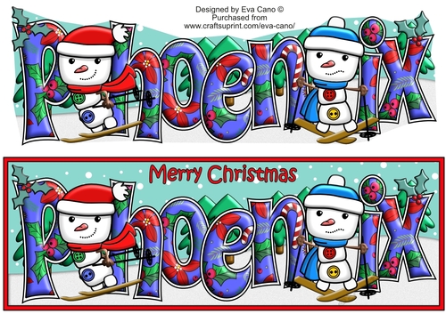 Jolly Snowman and Friend Skiing PHOENIX large dl