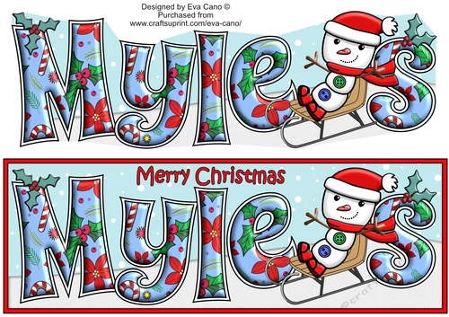 Jolly Snowman on Sledge MYLES large dl