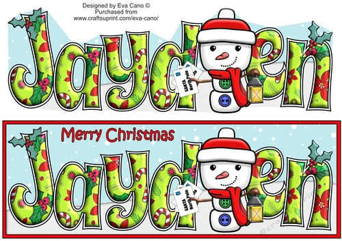 Jolly Snowman with letters to Santa JAYDEN large dl