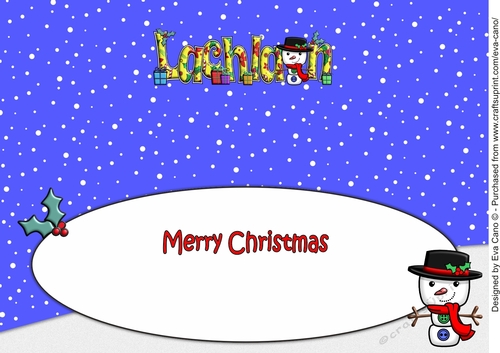 Jolly Snowman with presents LACHLAN large dl insert