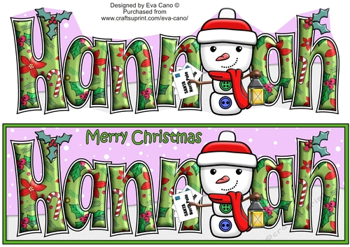 Jolly Snowman with letters to Santa HANNAH large dl