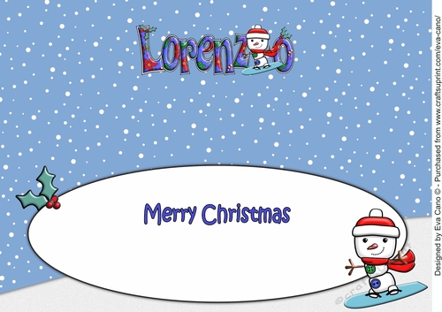 Jolly Snowman Snowboarding LORENZO large dl insert