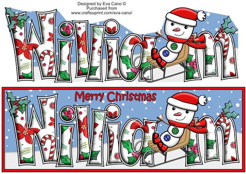 Jolly Snowman on Sledge WILLIAM large dl