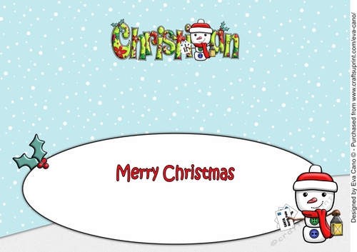 Jolly Snowman with letters to Santa CHRISTIAN large dl insert