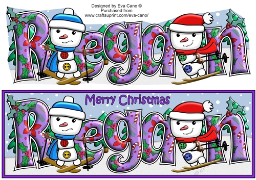 Jolly Snowman and Friend Skiing REGAN large dl