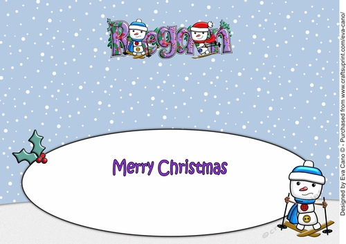 Jolly Snowman and Friend Skiing REGAN large dl insert
