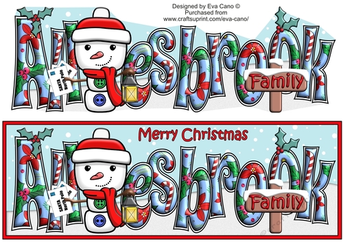 Jolly Snowman with letters to Santa ALLESBROOK FAMILY large dl