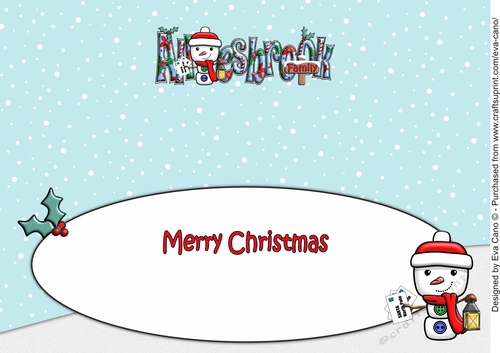 Jolly Snowman with letters to Santa ALLESBROOK FAMILY large dl insert