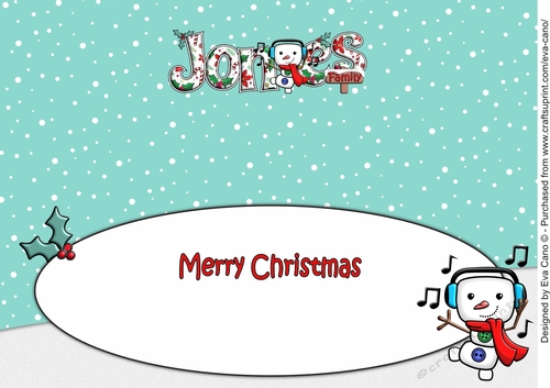 Jolly Snowman dancing JONES FAMILY large dl insert