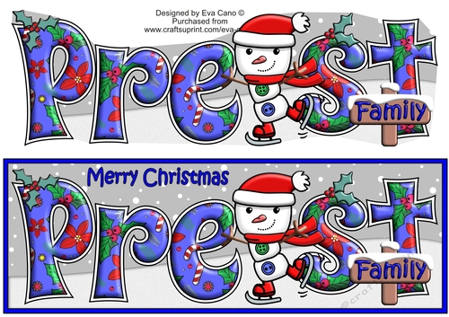 Jolly Snowman Skating PREST FAMILY large dl