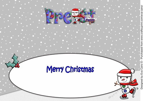 Jolly Snowman Skating PREST FAMILY large dl insert