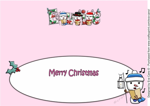 Jolly Snowmen Christmas Carolling EVIE large dl insert