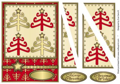 Funky Christmas Trees Card Front Red