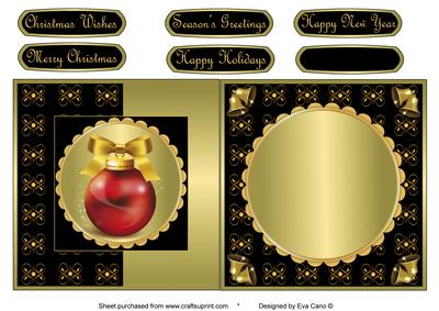 Christmas Bauble Fold Back in Black