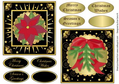 Christmas Poinsettia and Branch Toppers Black