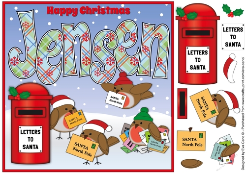 8x8 Christmas Robins with letters to Santa JENSEN