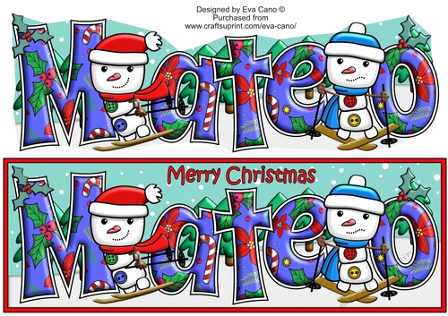 Jolly Snowman and Friend Skiing MATEO large dl