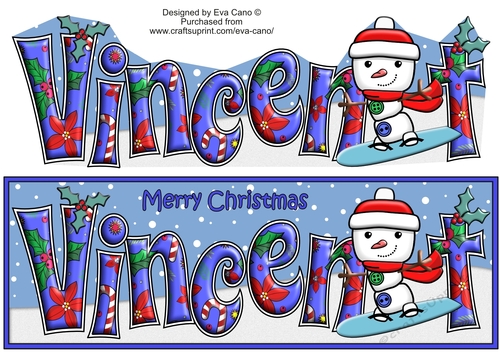 Jolly Snowman Snowboarding VINCENT large dl