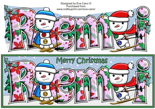 Jolly Snowman and Friend Skiing REMI large dl