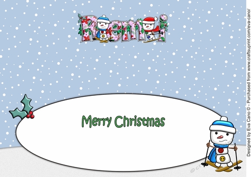 Jolly Snowman and Friend Skiing REMI large dl insert