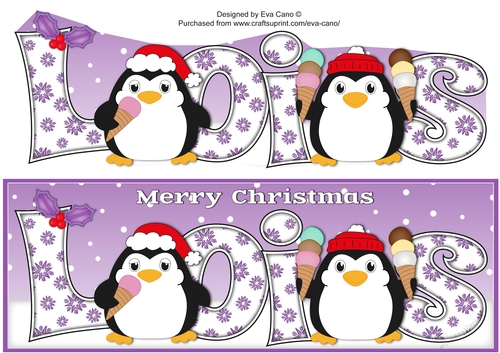 Christmas Fat Penguins Eating Ice Cream LOIS large dl