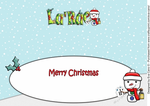 Jolly Snowman with letters to Santa LARAE large dl insert