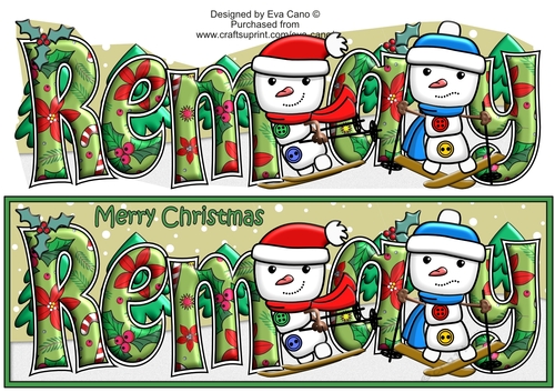 Jolly Snowman and Friend Skiing REMAY large dl