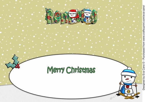 Jolly Snowman and Friend Skiing REMAY large dl insert