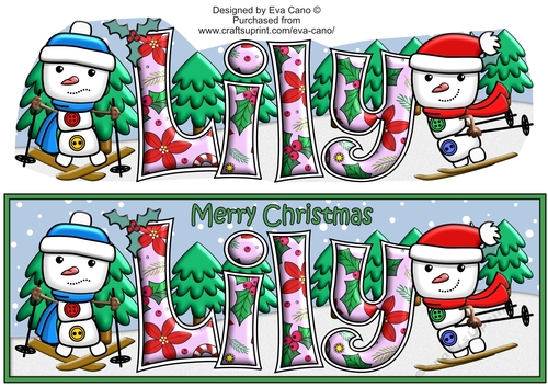Jolly Snowman and Friend Skiing LILY large dl