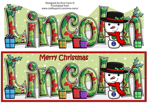 Jolly Snowman with presents LINCOLN large dl
