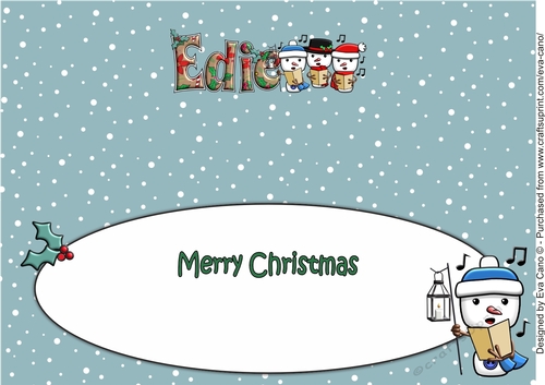 Jolly Snowmen Christmas Carolling EDIE large dl insert