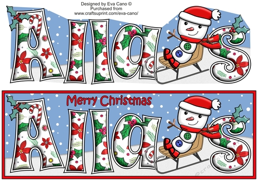 Jolly Snowman on Sledge ALLAS large dl