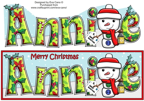 Jolly Snowman with letters to Santa ANNIE large dl