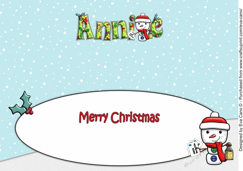 Jolly Snowman with letters to Santa ANNIE large dl insert