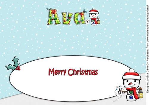 Jolly Snowman with letters to Santa AVA large dl insert