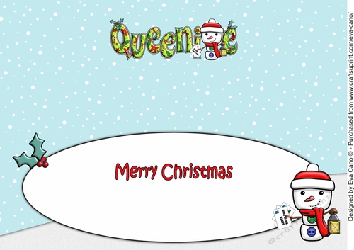 Jolly Snowman with letters to Santa QUEENIE large dl insert