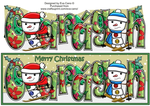 Jolly Snowman and Friend Skiing CARÁGH large dl