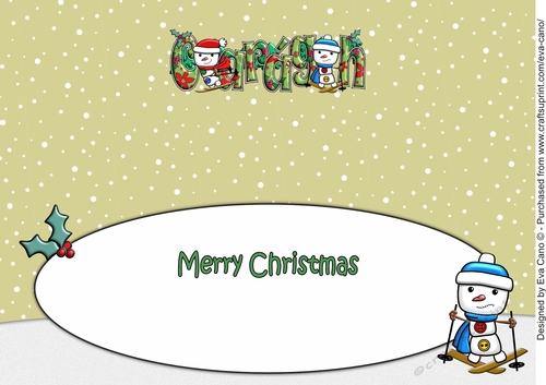Jolly Snowman and Friend Skiing CARÁGH large dl insert