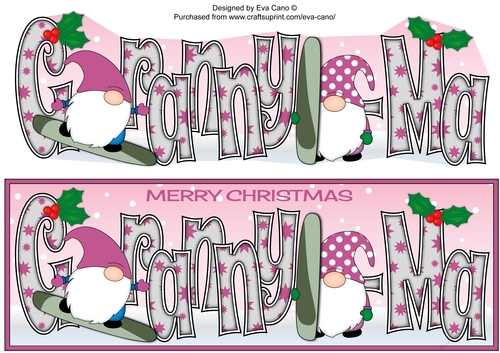 Christmas Gnomes snowboarding GRANNY-MA large dl
