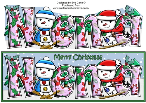 Jolly Snowman and Friend Skiing NENA large dl