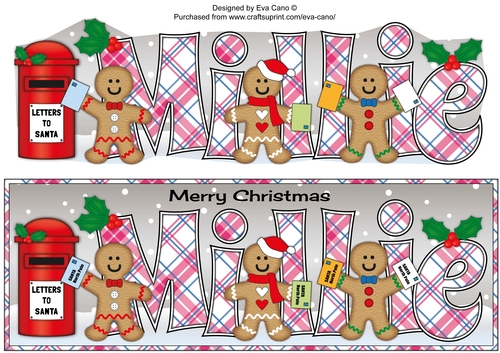 Gingerbread men with letters to Santa MILLIE large dl