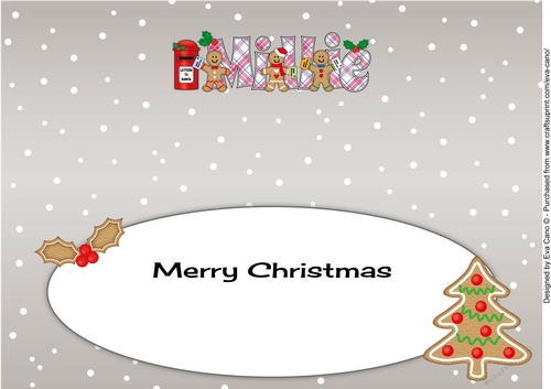 Gingerbread men with letters to Santa MILLIE large dl insert