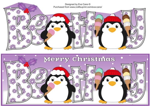Christmas Fat Penguins Eating Ice Cream BETTY large dl