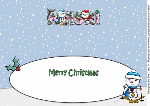 Jolly Snowman and Friend Skiing AILSA large dl insert