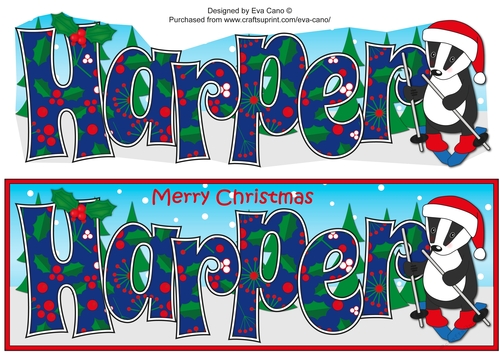Christmas Billy the Badger Skiing HARPER large dl